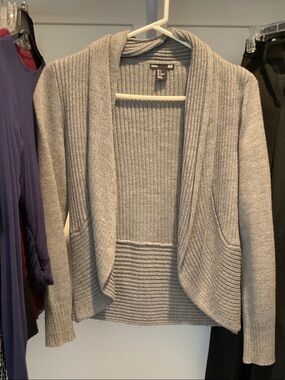 H&M Light Gray Ribbed Open-Front Women’s Cardigan